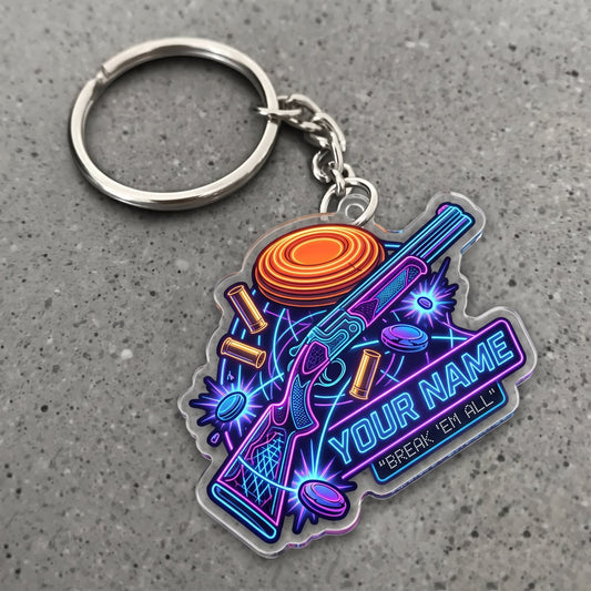 Maxcorners Clay Shooting Neon Shotgun Shells And Clay Target Customized Name 3D Keychain And Ornament