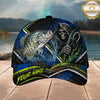 Maxcorners Fishing Grim Reaper Blue Green Splash Personalized 3D Cap