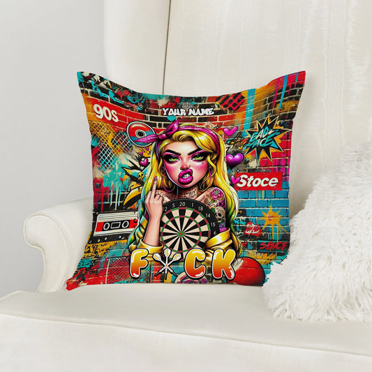 Maxcorners Darts 90s Bad Girl Graffiti Art Multicolor Customized Name 3D Pillow
