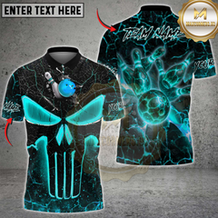 Maxcorners Bowling Flaming Skull Multicolor Customized Name, Team Name 3D Shirt