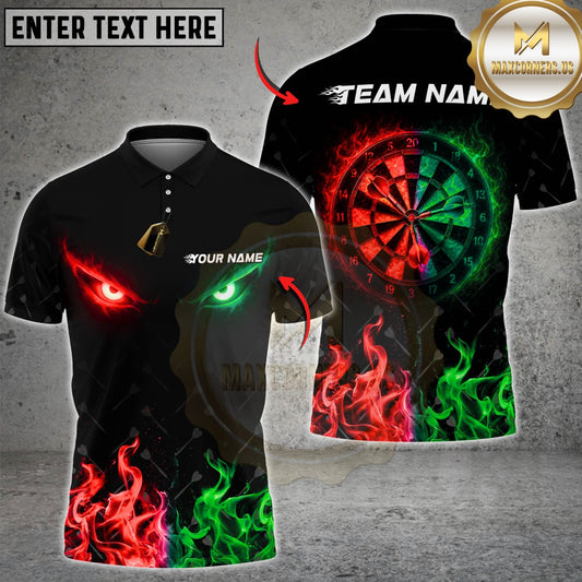 Maxcorners Darts Red Blue Fire Eyes Dartboard Design Multicolor Customized Name, Team Name 3D Shirts