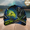 Maxcorners Fishing Grim Reaper Blue Green Splash Personalized 3D Cap