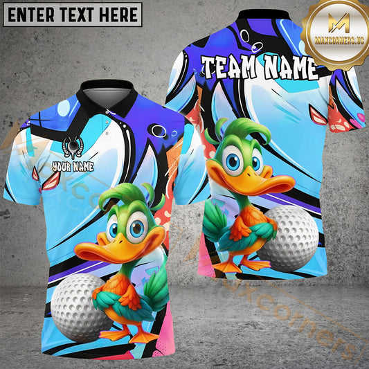 Maxcorners Golf Cartoon Duck Graffiti Personalized Name, Team Name 3D Shirt (4 Colors)