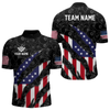 Maxcorners Personalized American Flag Billiard Shirts For Men, Patriotic 8 Ball Pool Team Jersey | Black LM1805