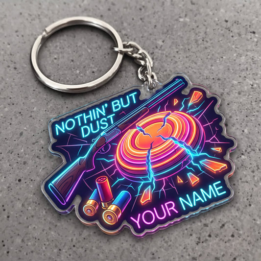 Maxcorners Clay Shooting Neon Nothin But Dust Shotgun And Clay Target Customized Name 3D Keychain And Ornament