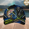 Maxcorners Fishing Grim Reaper Blue Green Splash Personalized 3D Cap