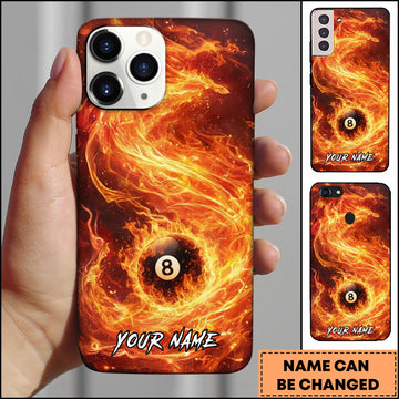 Maxcorners Billiards Flaming 8 Ball Fire Phoenix Effect Personalized Name Phone Case
