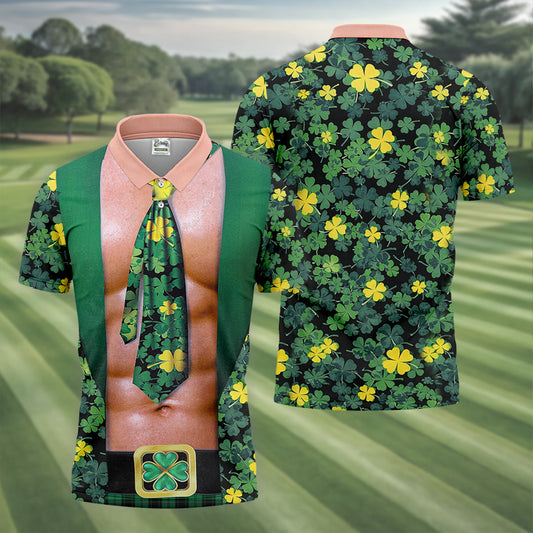 Maxcorners Funny St Patrick's Day Shamrock Golf Shirt, Golf Tops For Men, Polo Shirts For Men, Golf Shirts For Men