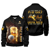 Maxcorners I Just Wanna Play Golf And Drink Beer Custom Golf Polo Shirt, Mens Golf Gift, Golf Lover Gift