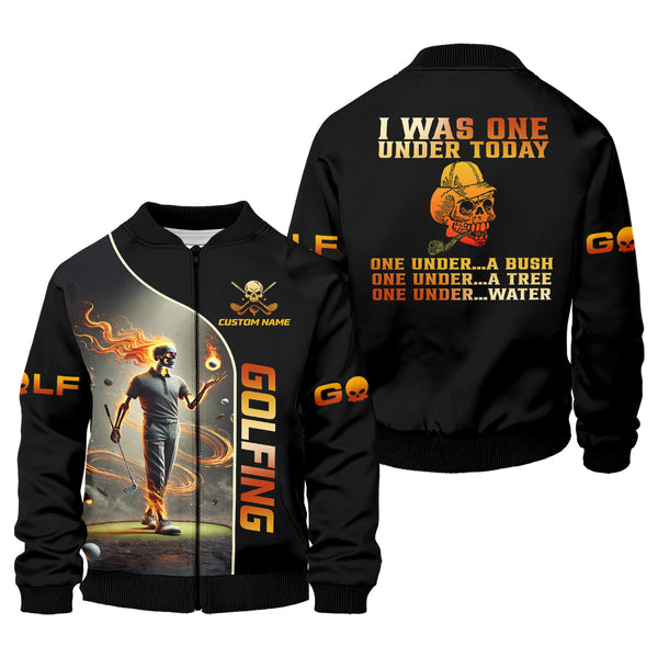 Maxcorners I Was One Under Today Custom Men's Golf Polo Shirt, Funny Skull Golf Shirt, Dad Golf Gift
