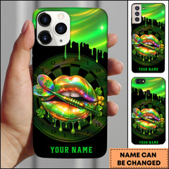 Maxcorners Darts Neon Lips Green Drip Dartboard Personalized Name 3D Phone Case