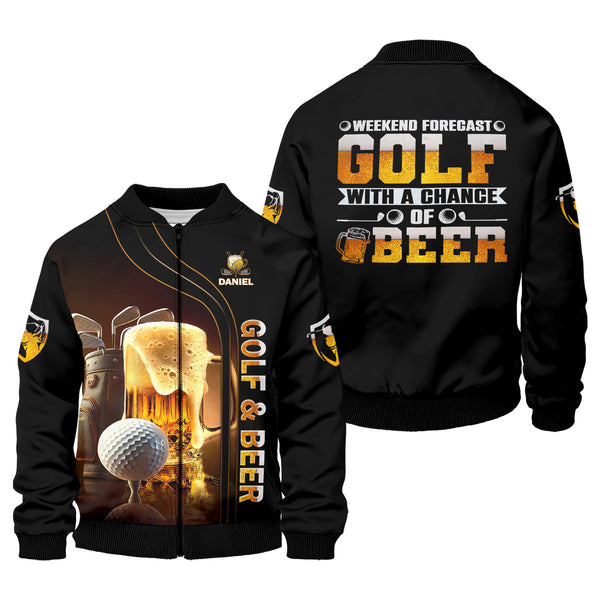 Maxcorners Weekend Forecast Golf With A Change Of Beer Custom Golf Polo Shirt, Mens Golf Gift, Golf Lover Gift