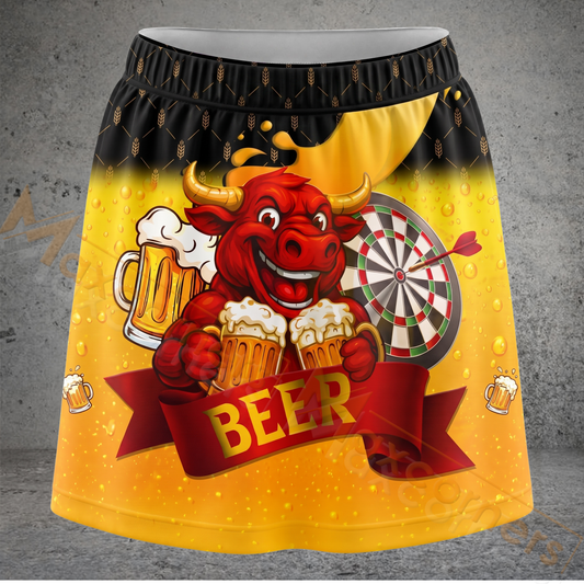 Maxcorners Darts Funny Red Bull Beer Dartboard Personalized 3D Skirts With Shorts