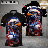 Maxcorners Golf American Flag Eagle Paint Pattern Multicolor Customized Name, Team Name 3D Shirts