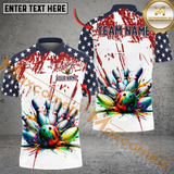 Maxcorners Paint US Flag Bowling Jersey Customized Name, Team Name 3D Shirt