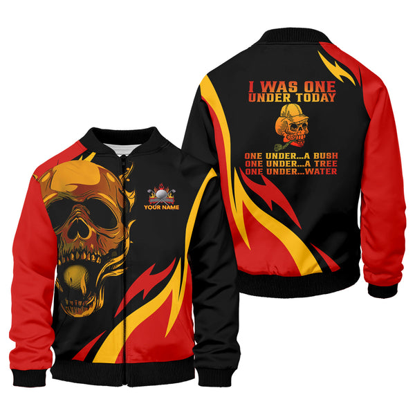 Maxcorners Custom Fire Skull Men's Golf Polo Shirt, Mens Golf Gift, Funny Golf Shirt