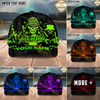 Maxcorners Fishing Reaper Neon Green Skull Multi Options Personalized Name 3D Cap (6 Colors)