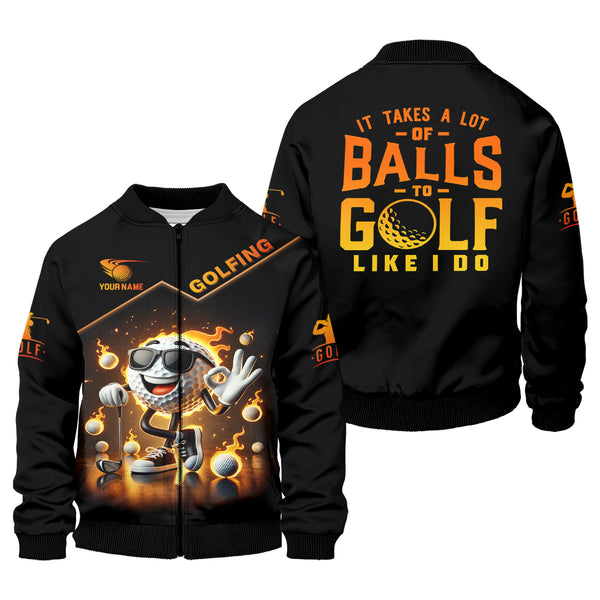 Maxcorners It Takes a Lot of Balls to Golf the Way I Do Custom Men's Golf Polo Shirt, Funny Golf Shirt, Dad Golf Gift
