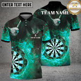 Maxcorners Darts Eagle Fire Flame Multicolor Option Customized Name, Team Name 3D Polo Shirt