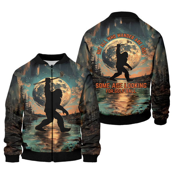 Maxcorners Not All Who Wander Are Lost Funny Bigfoot Men's Golf Polo Shirt, Golfers Gift, Funny Golf Shirt