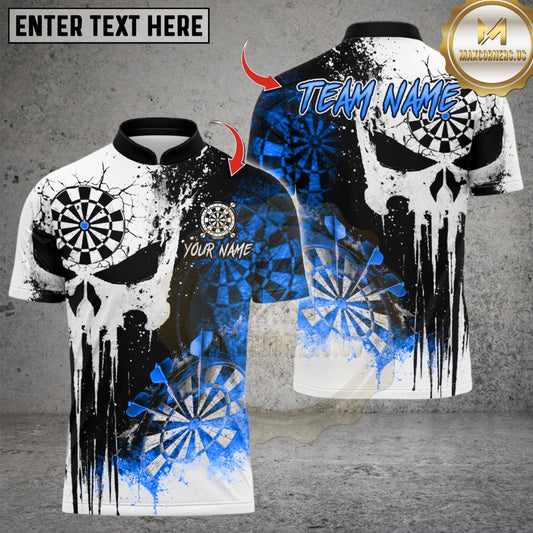 Maxcorners Darts Skull Punisher Dartboard Design Multicolor Customized Name, Team Name 3D Shirts