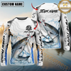Maxcorners Fishing White Black Curve Pattern Design Custom Name & Team Name 3D Shirts
