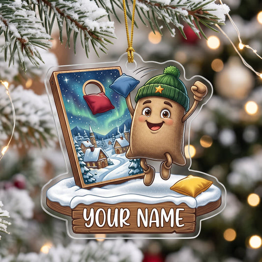 Maxcorners Cornhole Christmas Corn Character Board Design Customized Name 3D Keychain And Ornament