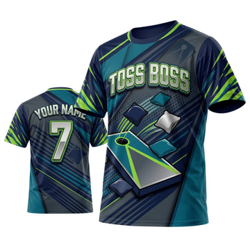 Maxcorners Cornhole Green Toss Boss Personalized Name 3D Unisex Shirt