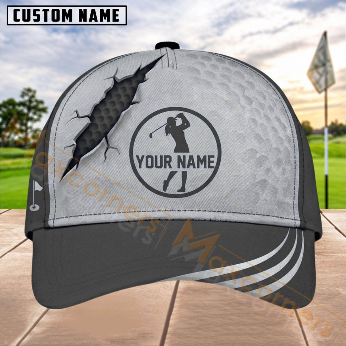 Maxcorners Golf Claw Scratch Circle Logo Personalized Name 3D Cap (6 Colors)