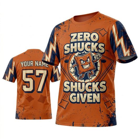 Maxcorners Cornhole Zero Shucks Given Orange Mascot Personalized Name 3D Unisex Shirt