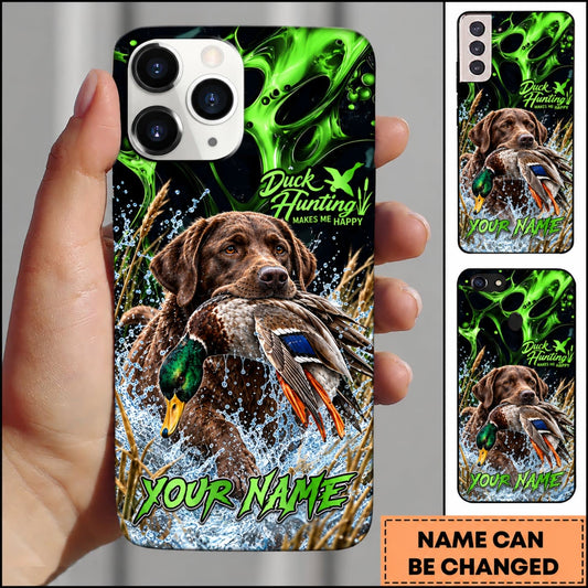 Maxcorners Duck Hunting Golden Retriever Green Lightning Water Splash Personalized Name 3D Phone Case - Yellow Labrador Retriever