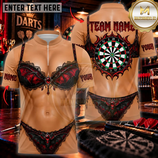 Maxcorners Darts Sexy Leopard Print Bikini Woman Classic Dartboard Personalized Name 3D Unisex Shirt