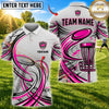Maxcorners Disc Golf Disc & Basket Graphic with Dynamic Motion Lines Multicolor Customized Name, Team Name 3D Shirts
