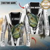 Maxcorners Fishing Black White Hexagon Hoodie Design Sun Protection Personalized Name, Team Name Long Sleeve Hooded