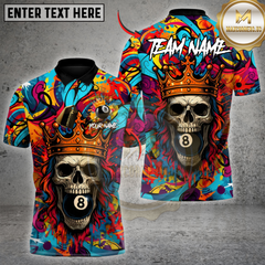 Maxcorners Billiards Graffiti Skull King 8 Ball Custom Name, Team Name 3D Shirt