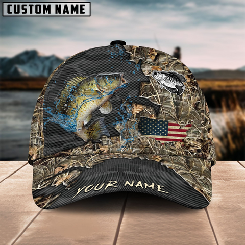 Maxcorners Crappie Fishing American Flag Map Camo Pattern Personalized Cap