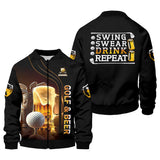 Maxcorners Swing Swear Drink Repeat Funny Golf Polo Shirt, Mens Golf Gift, Golf Lover Gift