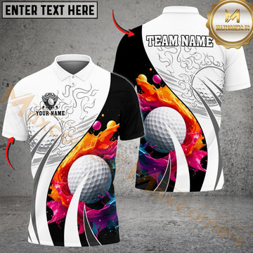 Maxcorners Golf Colorful Paint Design Customized Name, Team Name Shirts