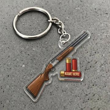 Maxcorners Personalized Trap Shotgun Shells Custom Name Hunting Acrylic Christmas Ornament And Keychain Custom Gift For Hunters 2D Flat