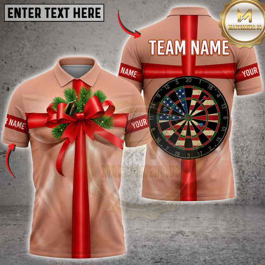 Maxcorners Darts Funny Christmas Gift Bow Costume Classic Dartboard Personalized Name 3D Unisex Shirt