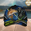 Maxcorners Fishing Grim Reaper Blue Green Splash Personalized 3D Cap