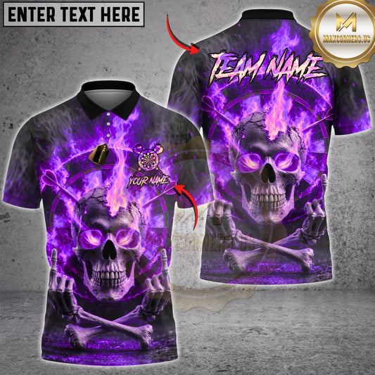 Maxcorners Darts Flaming Hell Skull Skeleton Multicolor Customized Name, Team Name 3D Shirts