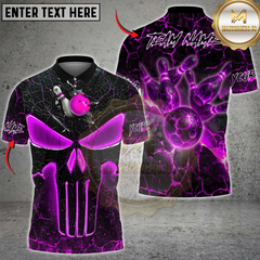Maxcorners Bowling Flaming Skull Multicolor Customized Name, Team Name 3D Shirt