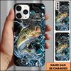 Maxcorners Black Teal Grunge Splash Personalized Name Phone Case (13 Fish Species)