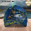 Maxcorners Fishing Skull Fisherman Blue Yellow Splash Personalized 3D Cap