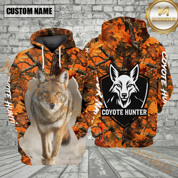 Maxcorners Custom Name Coyote Hunting Big Game Orange Camo All Over Print Shirt
 Best Gift For Hunter
