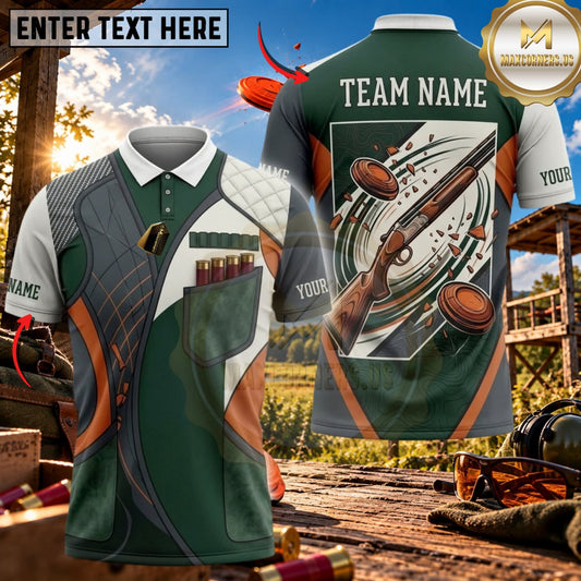 Maxcorners Clay Shooting Patchwork Vest Shotgun Target Multicolor Customized Name Team Name 3D Shirts (4 Colors)