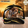 Maxcorners Dog Hunting And Duck Black Gold Wave Wetland Personalized Name 3D Cap