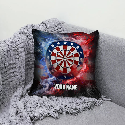 Maxcorners Darts USA Shield Smoke Effect Multicolor Customized Name 3D Pillow