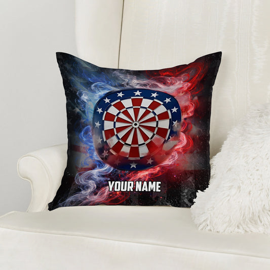 Maxcorners Darts USA Shield Smoke Effect Multicolor Customized Name 3D Pillow